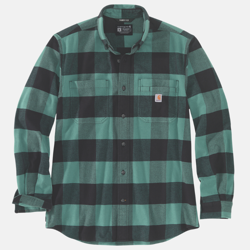 Picture of CARHARTT Rugged Flex Relaxed Fit Midweight Flannel LS Plaid Shirt 105432 Ανδρικό Πουκάμισο L04 - Slate Green