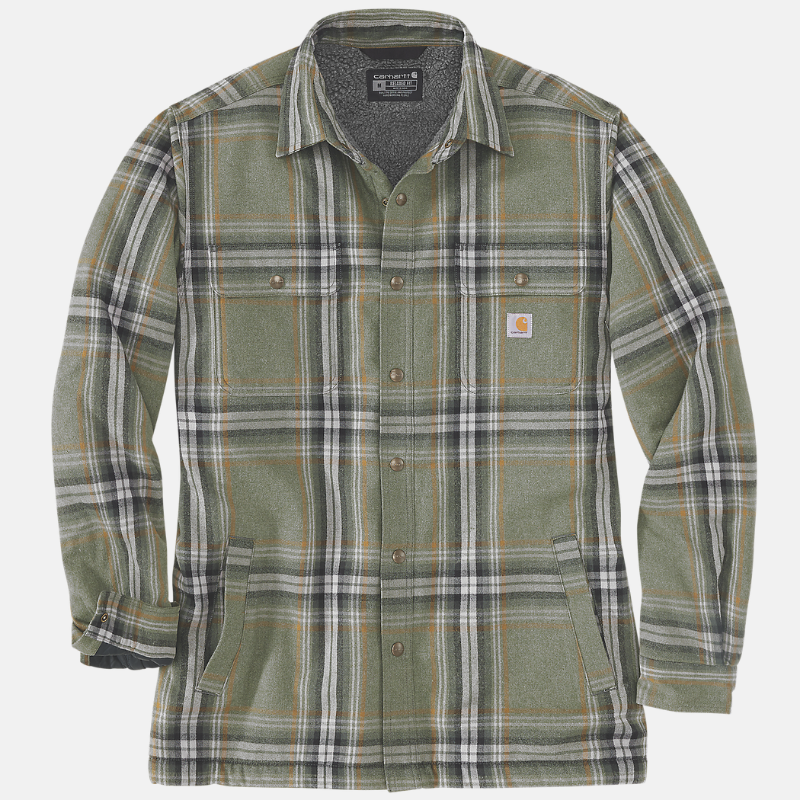 Picture of CARHARTT Relaxed Fit Heavyweight Flannel Sherpa Shirt Jac 105430 Ανδρικό Μπουφάν-Ζακέτα G72 - Basil