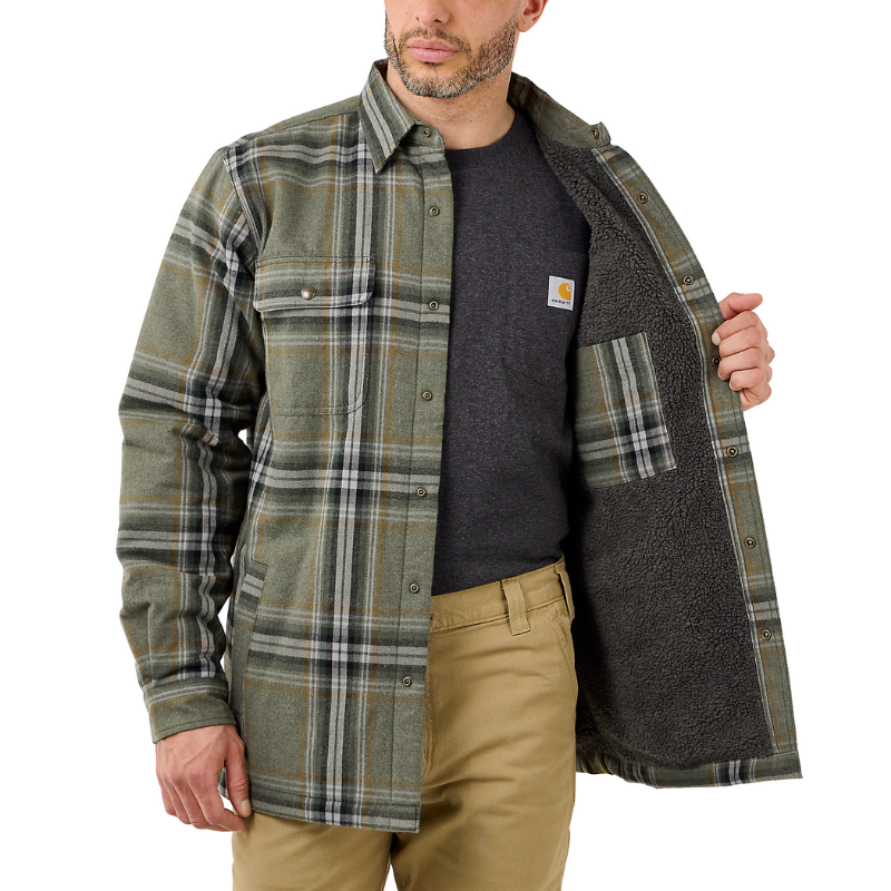 Picture of CARHARTT Relaxed Fit Heavyweight Flannel Sherpa Shirt Jac 105430 Ανδρικό Μπουφάν-Ζακέτα G72 - Basil