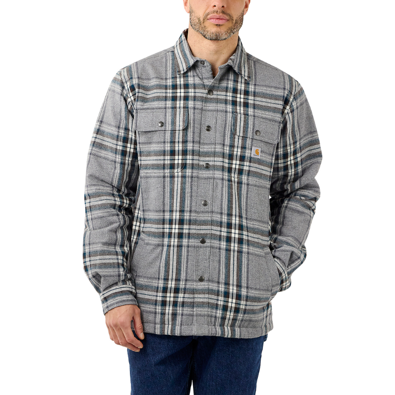 Picture of CARHARTT Relaxed Fit Heavyweight Flannel Sherpa Shirt Jac 105430 Ανδρικό Μπουφάν-Ζακέτα APH - Asphalt