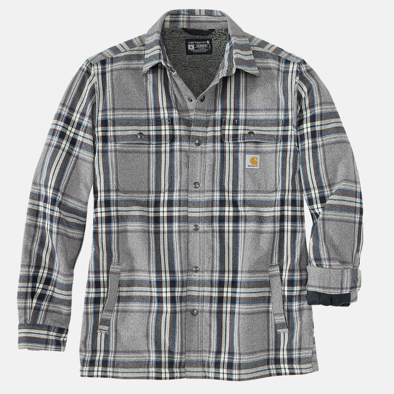 Picture of CARHARTT Relaxed Fit Heavyweight Flannel Sherpa Shirt Jac 105430 Ανδρικό Μπουφάν-Ζακέτα APH - Asphalt