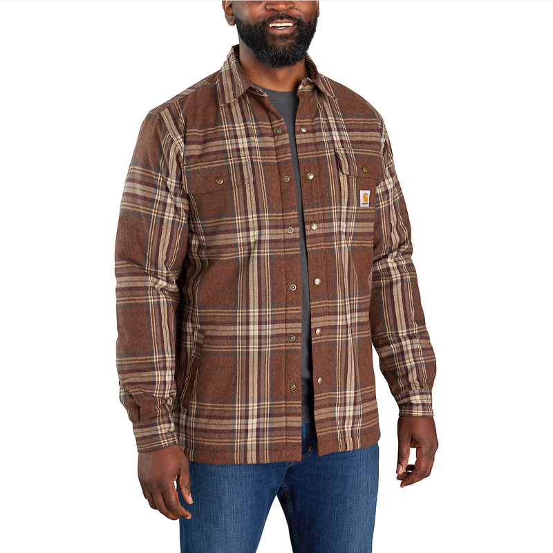 Picture of CARHARTT Relaxed Fit Heavyweight Flannel Sherpa Shirt Jac 105430 Ανδρικό Μπουφάν-Ζακέτα 227 - Burnt Sienna