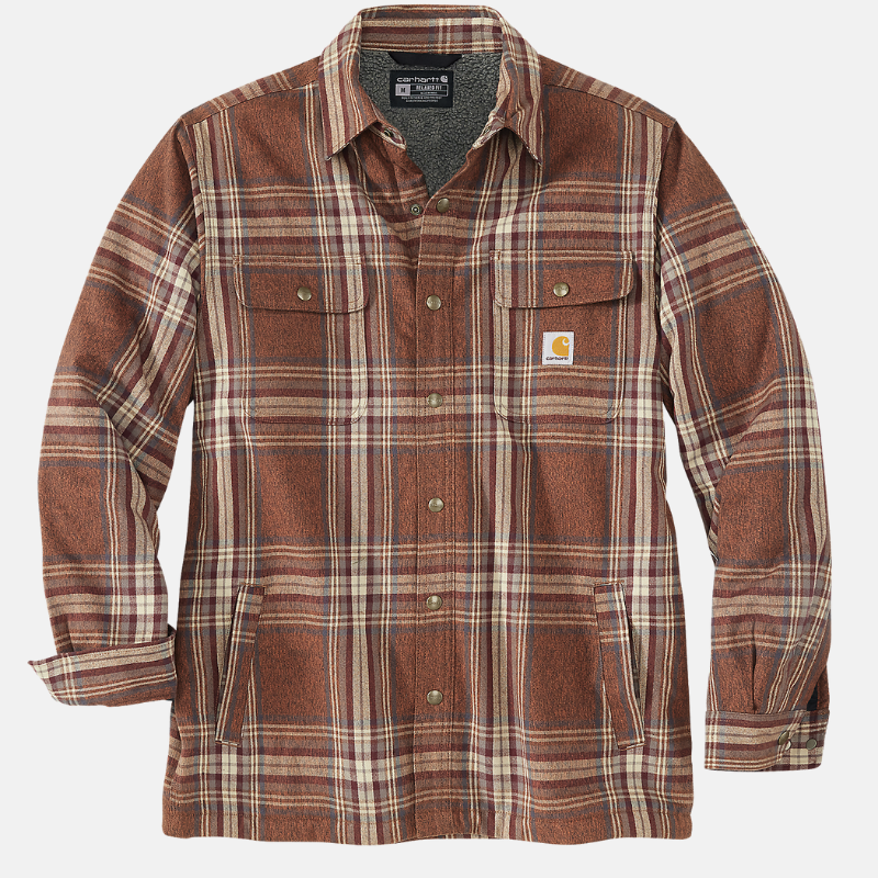 Picture of CARHARTT Relaxed Fit Heavyweight Flannel Sherpa Shirt Jac 105430 Ανδρικό Μπουφάν-Ζακέτα 227 - Burnt Sienna