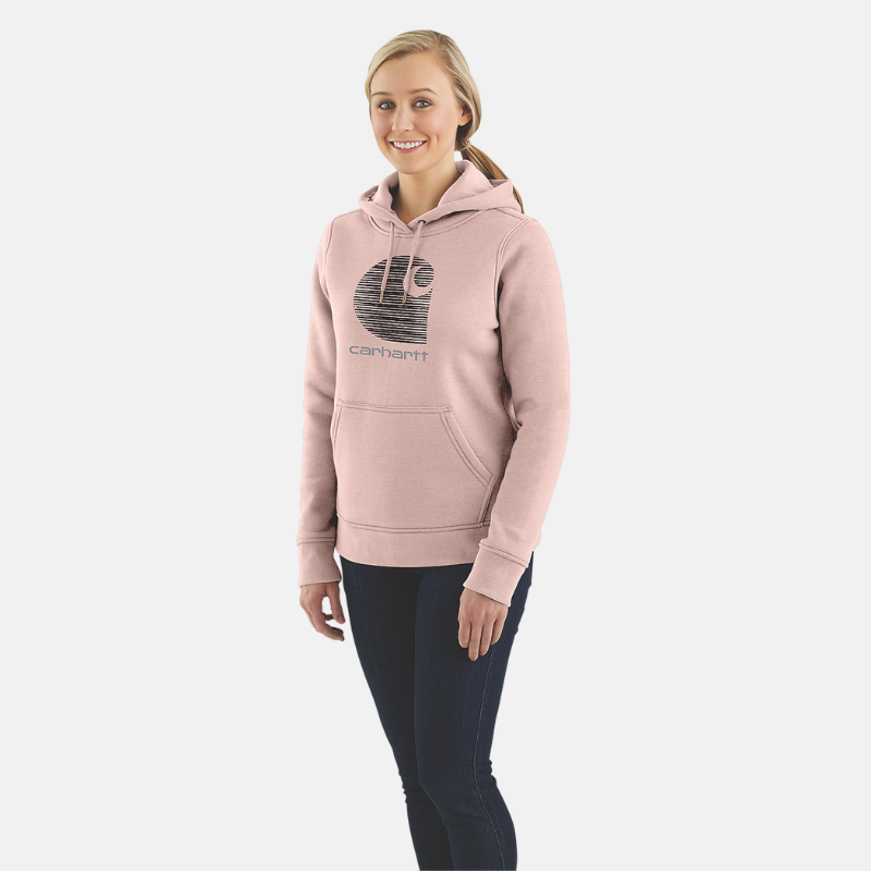 Picture of CARHARTT Rain Defender Relaxed Fit Midweight Graphic Sweatshirt 105636 Γυναικείο Φούτερ με κουκούλα P15 - Powder Ash Rose