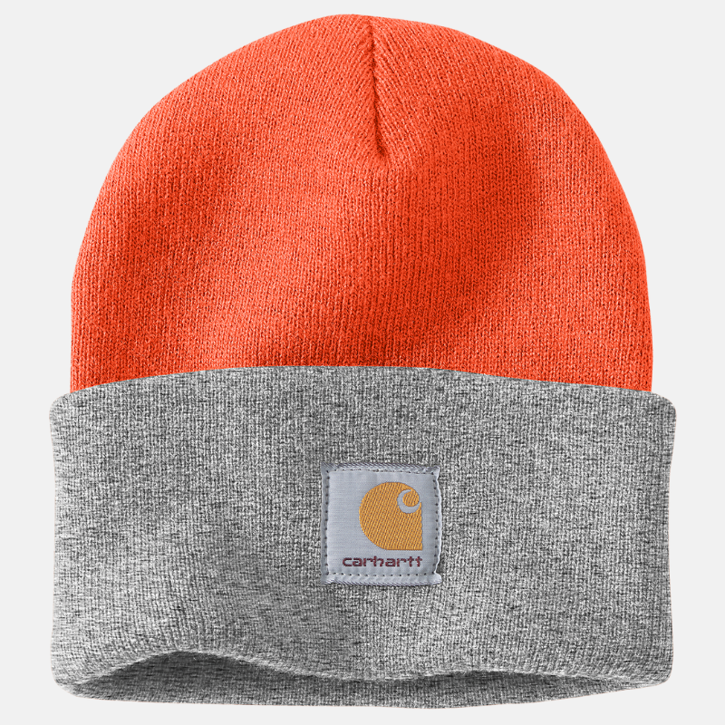 Picture of CARHARTT A18 Knit Cuffed Beanie Unisex Σκούφος 825 - Bright Orange Heather Grey