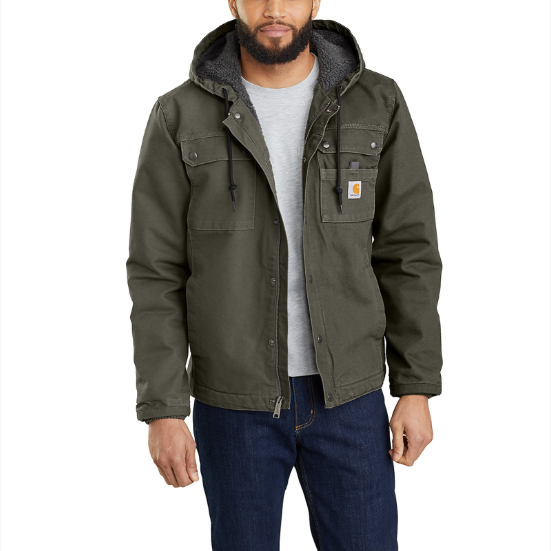 Picture of CARHARTT Bartlett Relaxed Fit Washed Duck Sherpa Lined Utility Jacket 103826 Ανδρικό Μπουφάν Moss