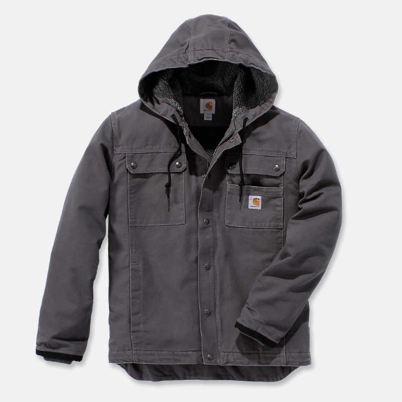 Picture of CARHARTT Bartlett Relaxed Fit Washed Duck Sherpa Lined Utility Jacket 103826 Ανδρικό Μπουφάν GVL -Gravel