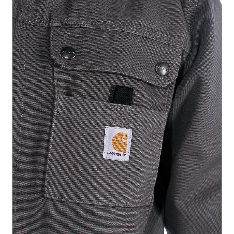 Picture of CARHARTT Bartlett Relaxed Fit Washed Duck Sherpa Lined Utility Jacket 103826 Ανδρικό Μπουφάν GVL -Gravel