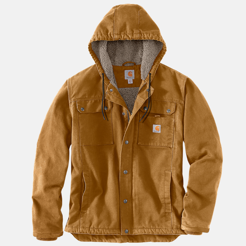 Picture of CARHARTT Bartlett Relaxed Fit Washed Duck Sherpa Lined Utility Jacket 103826 Ανδρικό Μπουφάν BRN - Carhartt Brown