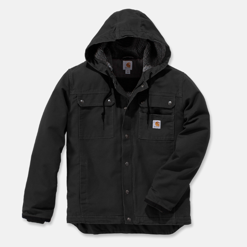 Picture of CARHARTT Bartlett Relaxed Fit Washed Duck Sherpa Lined Utility Jacket 103826 Ανδρικό Μπουφάν BLK - Black