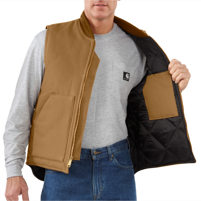 Picture of CARHARTT Relaxed Fit Firm Duck Insulated Rib Collar Vest V01 Ανδρικό Γιλέκο BRN - Carhartt Brown