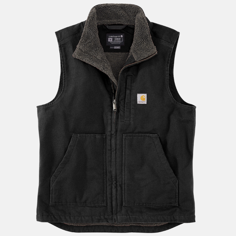 Picture of CARHARTT Loose Fit Wash Duck Sherpa Lined Mock Neck Vest 104277 Ανδρικό Γιλέκο BLK - Black