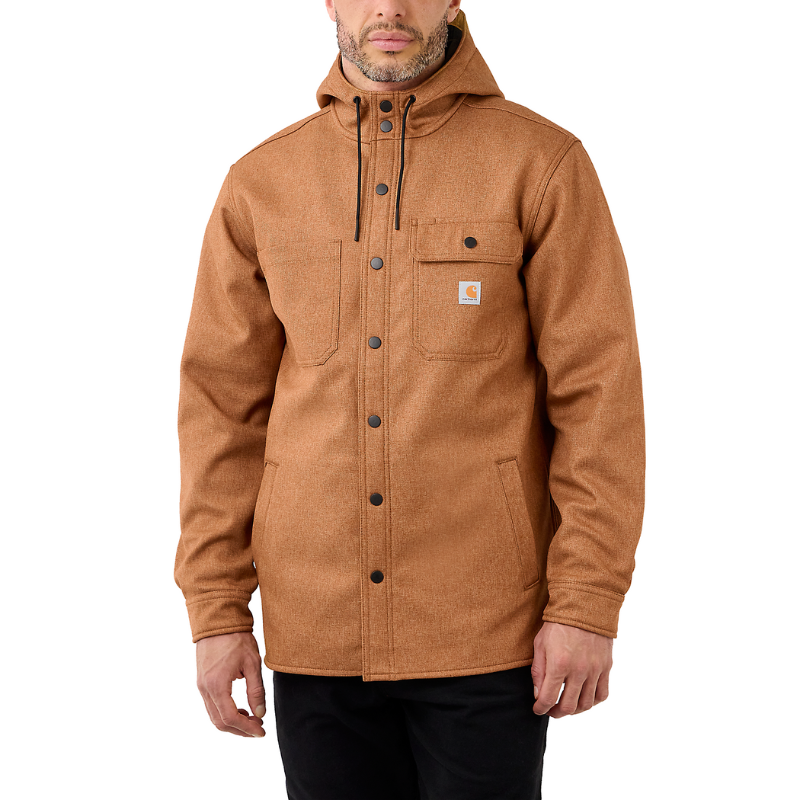 Picture of CARHARTT Rain defender Relaxed Fit Heavyweight Hooded Shirt Jac 105022 Ανδρικό Μπουφάν B00 - Walnut Heather