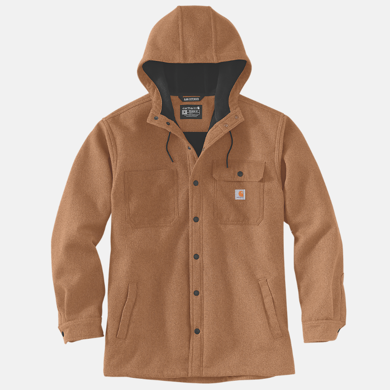 Picture of CARHARTT Rain defender Relaxed Fit Heavyweight Hooded Shirt Jac 105022 Ανδρικό Μπουφάν B00 - Walnut Heather