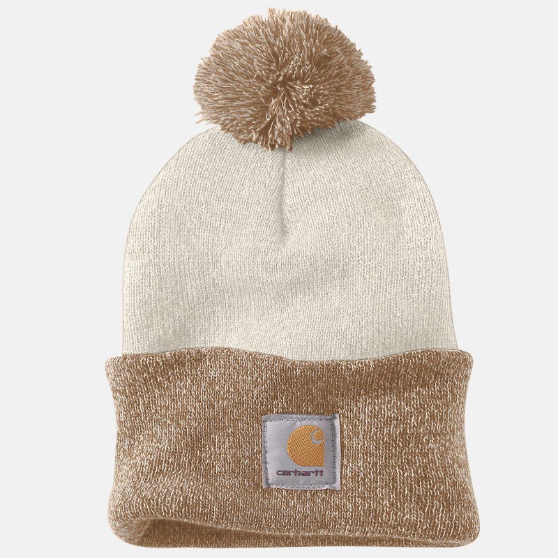 Picture of CARHARTT Knit Pom Pom Cuffed Beanie 102240 Γυναικείος Σκούφος WWH - Winter White