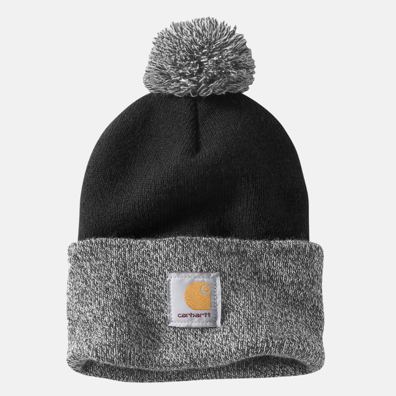 Picture of CARHARTT Knit Pom Pom Cuffed Beanie 102240 Γυναικείος Σκούφος 001 - Black