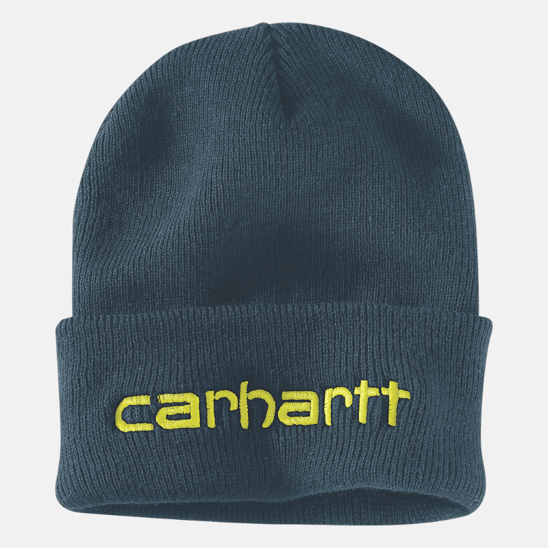 Picture of CARHARTT Knit Insulated Logo Graphic Cuffed Beanie 104068 Unisex Σκούφος H69 - Night Blue