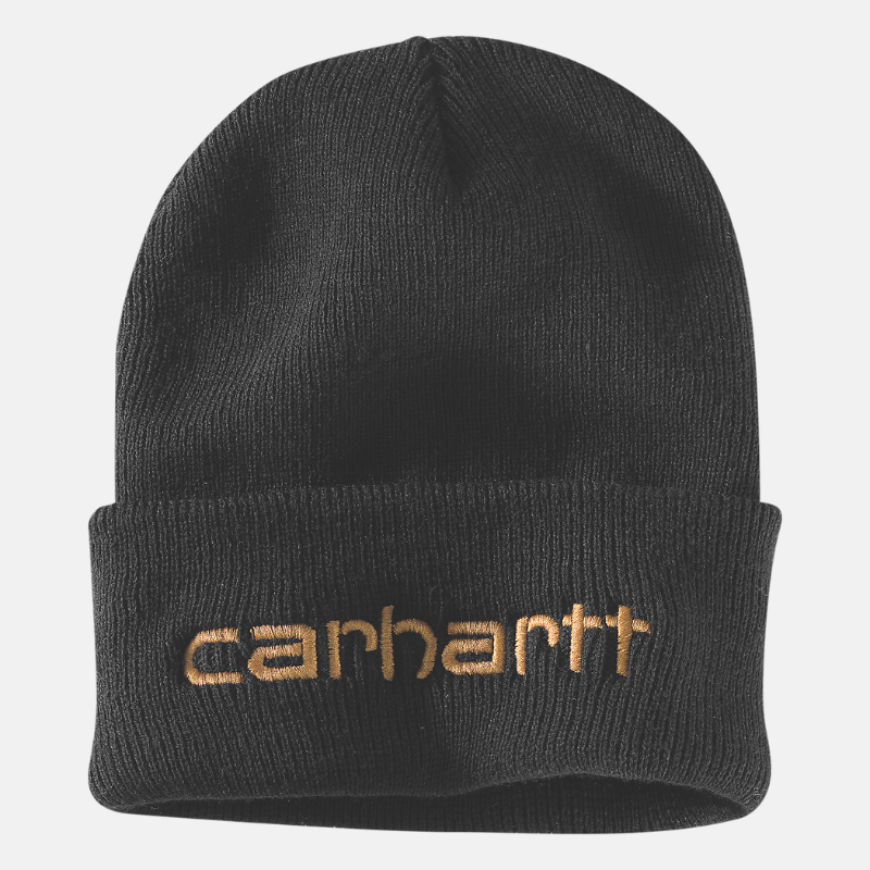 Picture of CARHARTT Knit Insulated Logo Graphic Cuffed Beanie 104068 Unisex Σκούφος 001 - Black