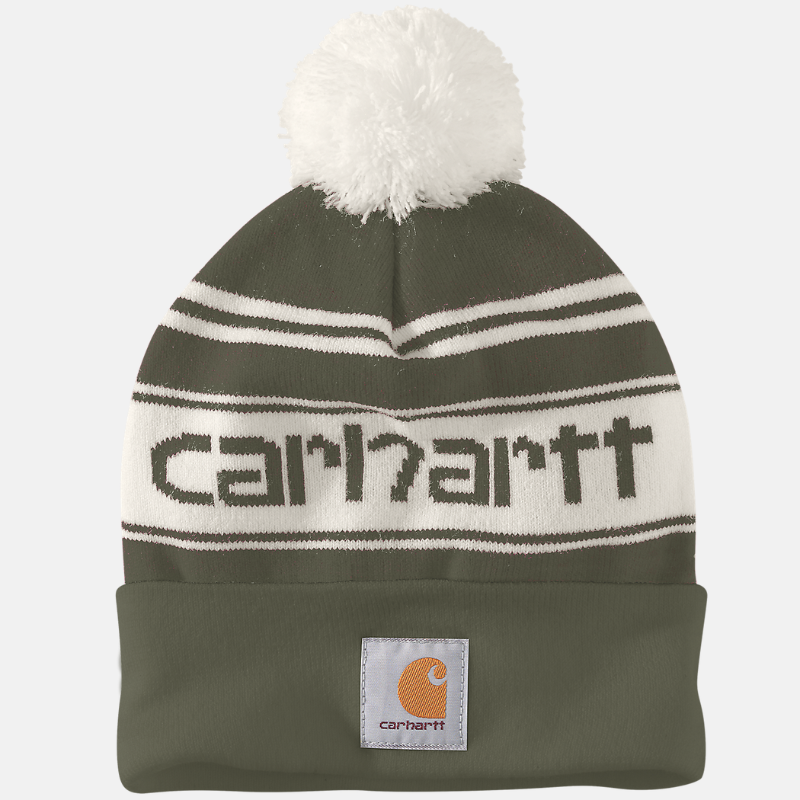 Picture of CARHARTT Knit Pom Pom Logo Cuffed Beanie 105168 Unisex Σκούφος G99 - Arbovitae