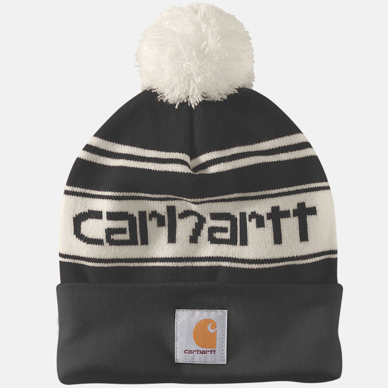 Picture of CARHARTT Knit Pom Pom Logo Cuffed Beanie 105168 Unisex Σκούφος BLK - Black