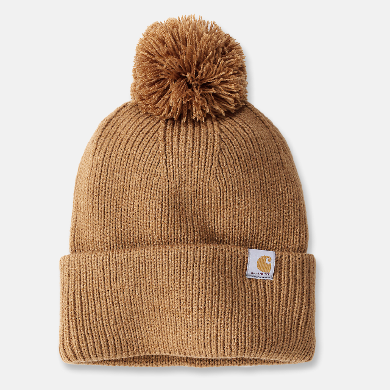 Picture of CARHARTT Knit Pom Pom Cuffed Beanie 106003 Γυναικείος Σκούφος BRN - Carhartt Brown