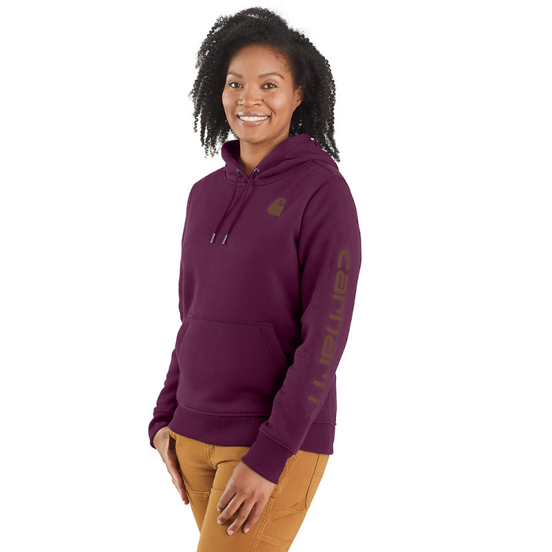 Picture of CARHARTT Logo Sleeve Graphic Sweatshirt 102791 Γυναικείο Φούτερ με κουκούλα V65 - Eggplant